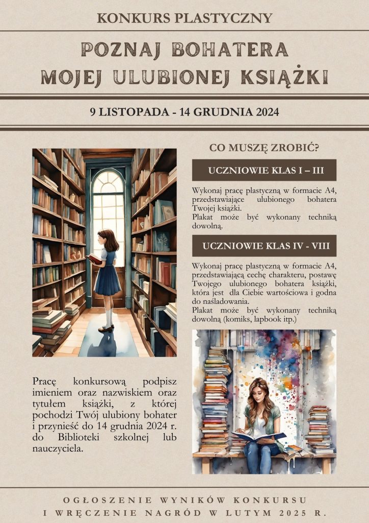 Konkurs plastyczny „Poznaj bohatera mojej ulubionej książki”