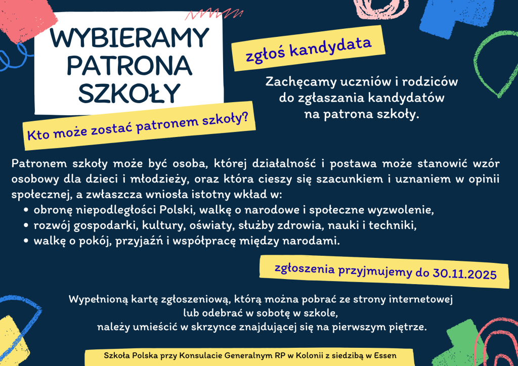 WYBIERAMY PATRONA SZKOŁY